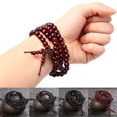 6/8Mm Natural Sandalwood Buddhist Buddha Meditation Beads Bracelet For Women Men