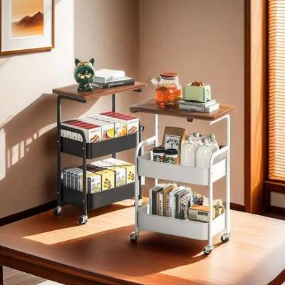 Bathroom Storage Trolley With Countertop Multipurpose Waterproof Kitchen Trolley With Wheels Bedroom Multi-layer Rolling Cart