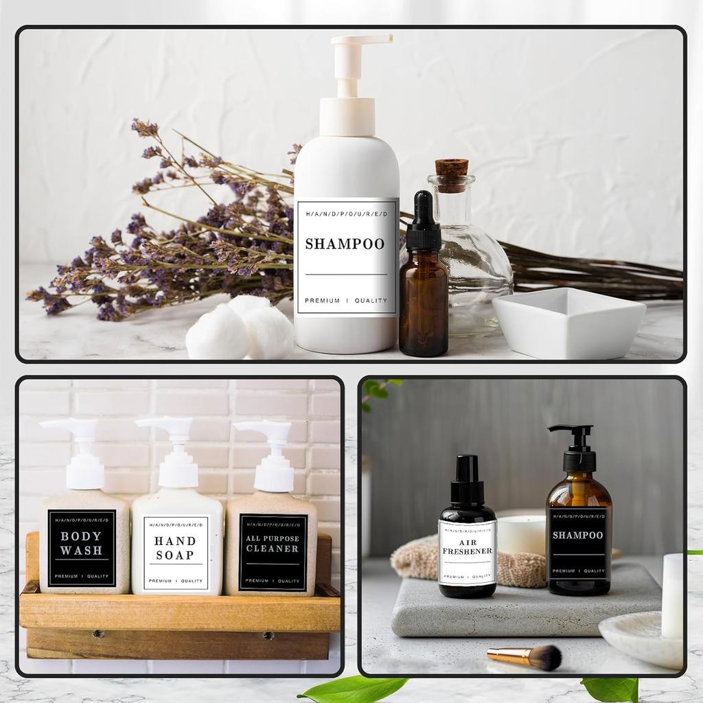 24 Pcs Waterproof Soap Labels Lotion Labels Reble Kitchen Hand Soap Dispenser Label Stickers Bathroom Labels Stickers for Shampoo and Conditioner