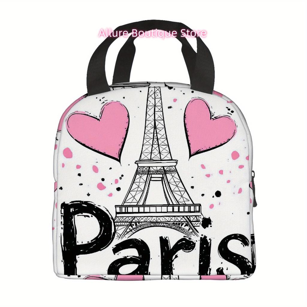 1pc, Love for Paris, Eiffel Tower Art. Printed Thermal Bag, Insulation Bag, Insulated Bag. Not for Food Contact. Suitable for Ho