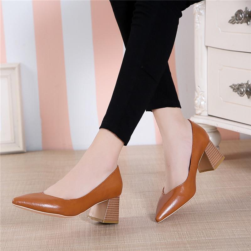 Women's Shoes 20 New Autumn Pointed Toe Foot Shoes Women's Thick Heel Shallow Mouth Sexy High Heels Professional Shoes