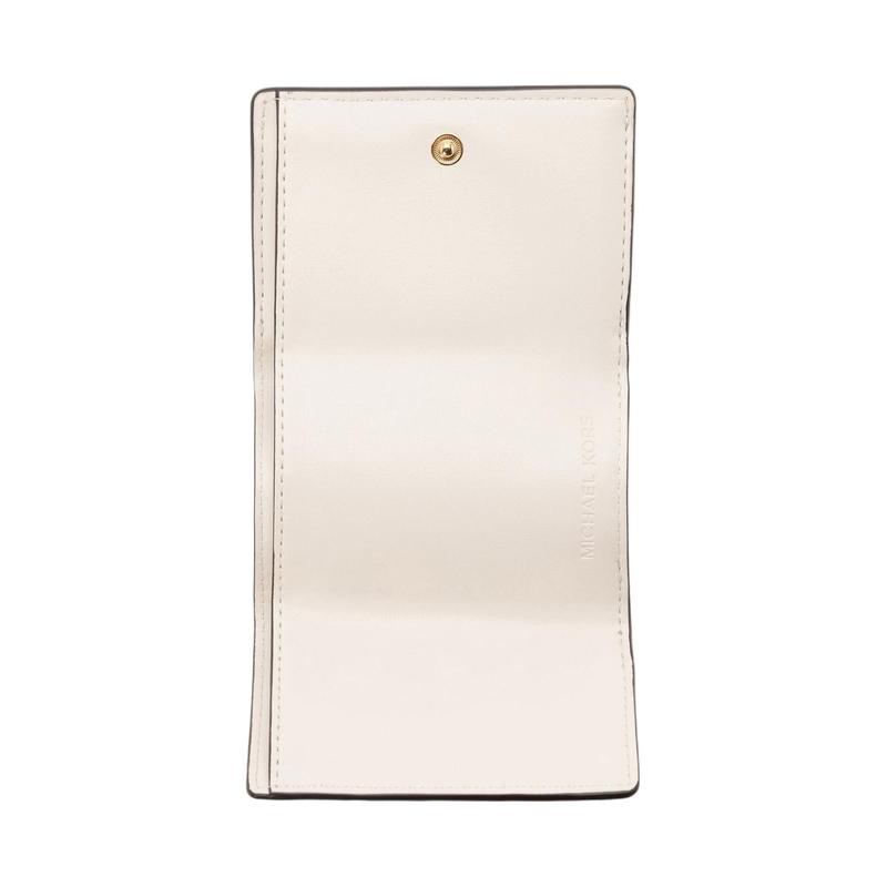 Michael Kors Greenwich Brand Logo Cowhide Wallet Large Size Women's Light Cream