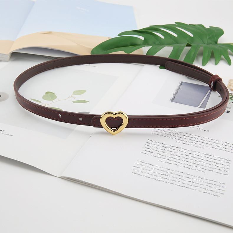 Stylish Ladies  Belt 2022 New Korean Style Casual Heart-shaped Belt Heart Buckle Waist Belt вино красного
