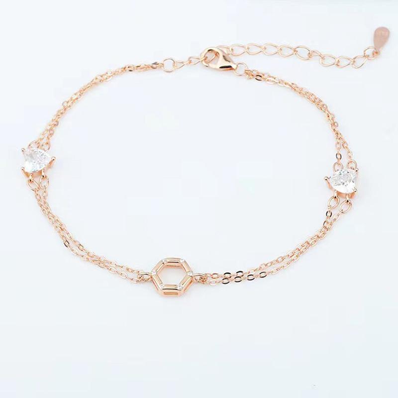 

Браслет с геометрическим сердцем из стерлингового серебра S925, доступная роскошь, мода, бриллианты, простой дизайн, особый интерес 925