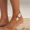 SHIXIN 3 Colors Elegant Chic Flower Pendant Anklet for Women Vacation Daily Wear Summer Boho Foot Chain Party Y2K Jewelry Gifts