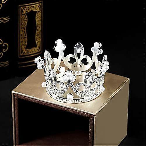 Pärlkristallprinsesskrona - Mini Strass Brudbröllop Nyfödd Baby Krona - Silver