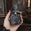 Faceless Wizard Figurine Hat Gnome Figurine, Mystical Home Decor Statue with Crescent Pentagram Black Rose Gothic Bookshelf Decoration Rune
