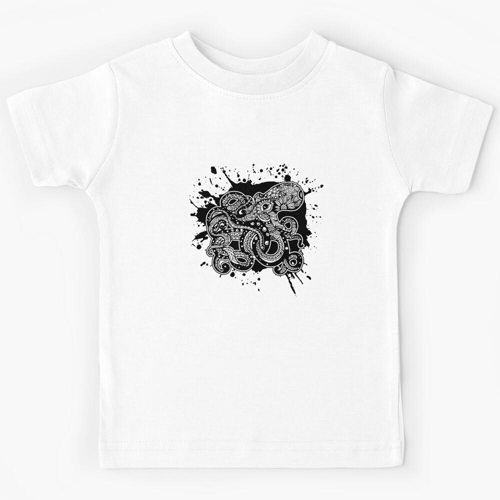 Octopus woodcut in ink Kids T-Shirt 150