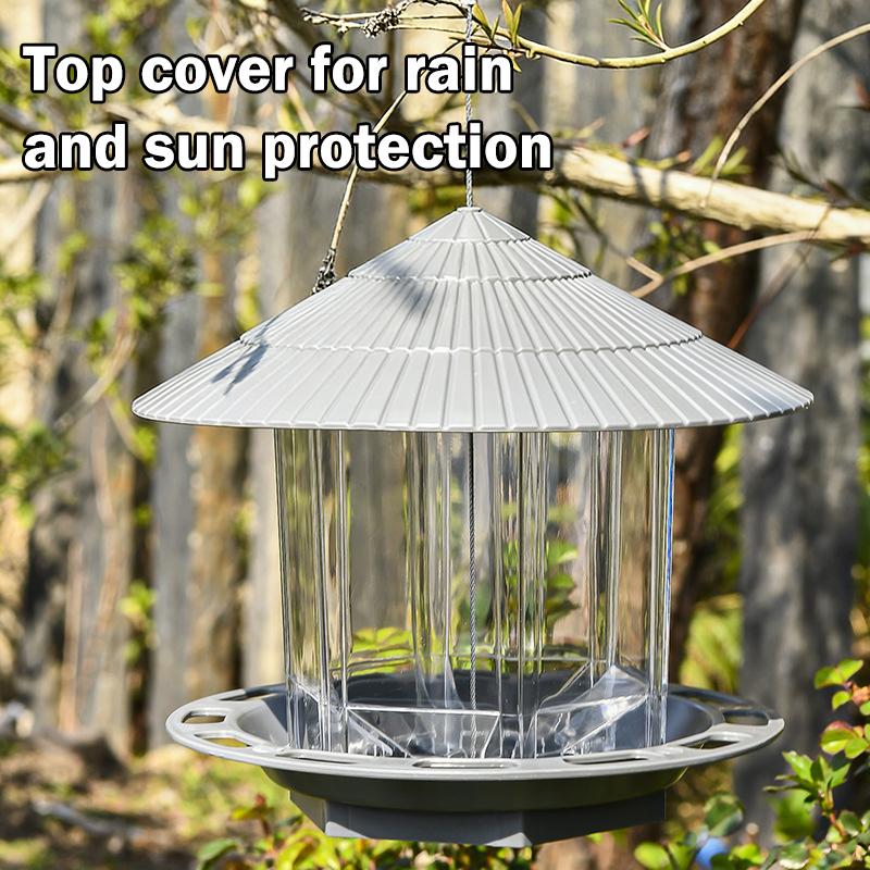 Waterproof Garden Gazebo Hanging Wild Bird Feeder Outdoor Container With Hang Rope Pet Birds Feeding House Type Bird Feeder