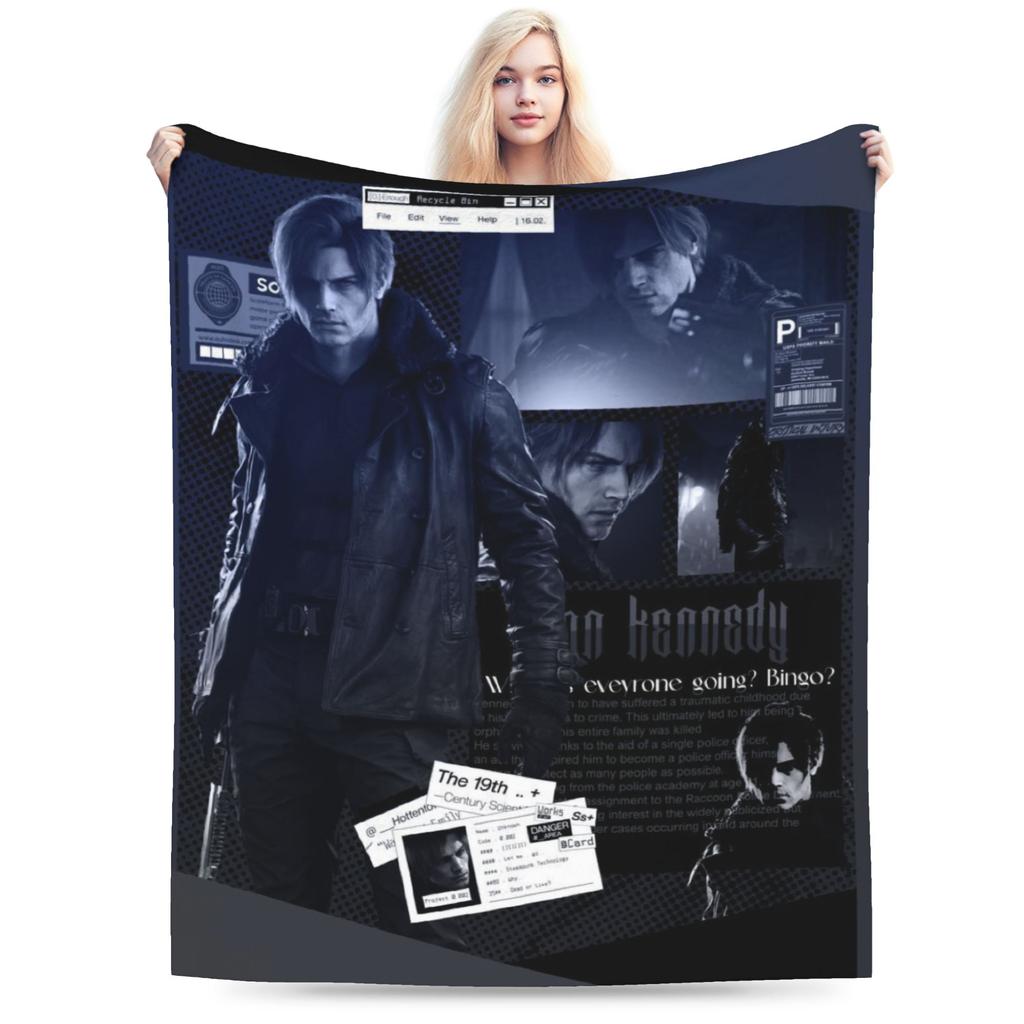 Leon Keneddy Residents Evils Druckdecke für Männer Frauen Super Weich Warm Überwurfdecken für Sofa 50x60 Zoll Mehrere Größen