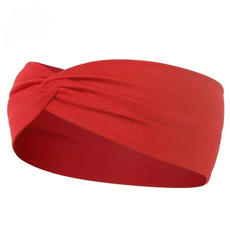 Simple Solid Color Cross Knotted Elastic Wide Headband Women Unisex Sports Yoga Hair Bands Headscarf Headwear