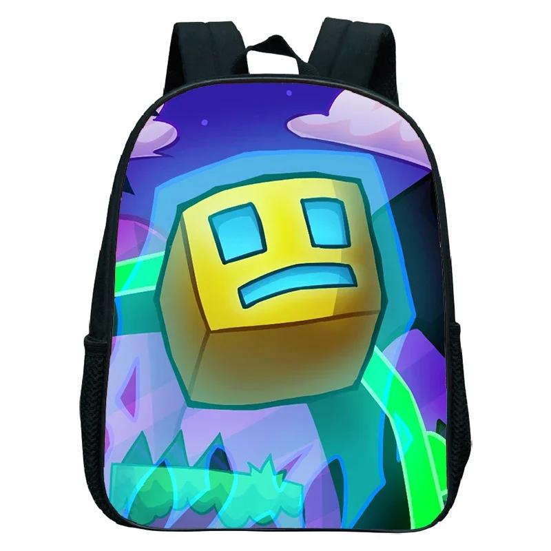 16 Zoll Wütender Geometry Dash Rucksack Jungen Mädchen Schultasche Cartoon Spiel Kinder Kindergarten Schultaschen Kleinkind Kinderrucksack
