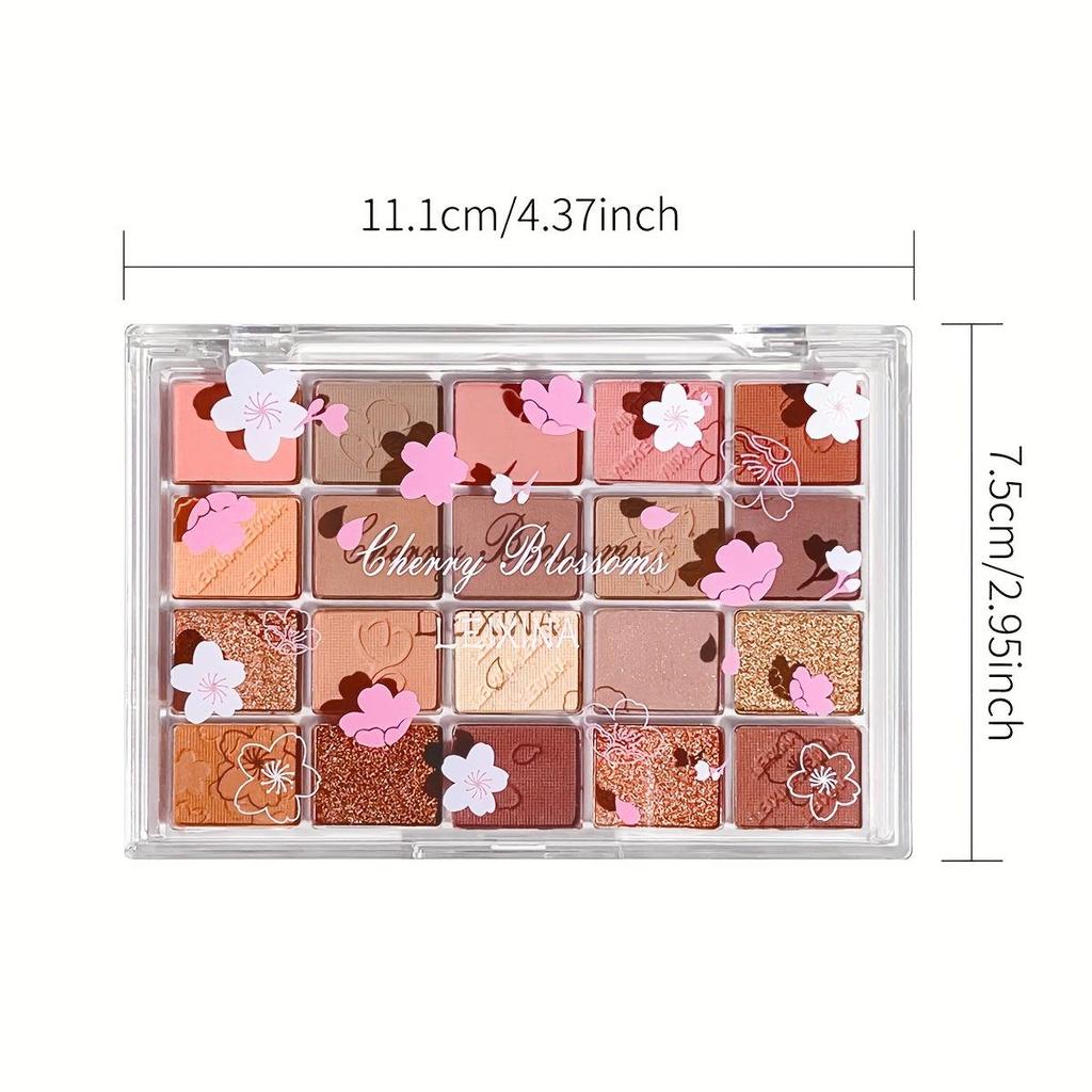 Palette di ombretti Cherry Blossom da 20 colori, ombretti perlati opachi altamente pigmentati, stampati carini, impermeabili, anti-sudore, trucco quotidiano per gli occhi, regalo per le donne