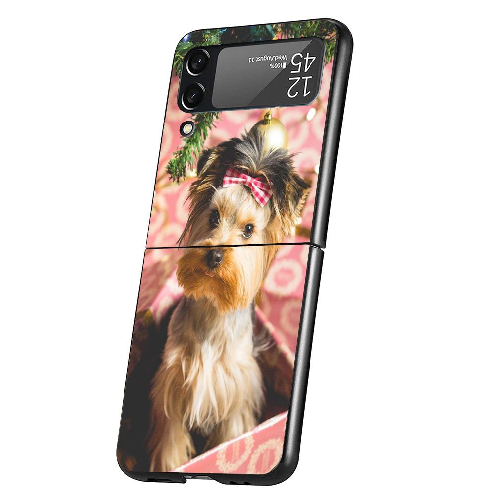 Yorkshire Terrier Hund Welpe Hülle Handyhülle Für Samsung Galaxy Z Flip 7 6 5 4 3 5G Flip7 Flip6 Flip5 Flip4 Flip3 Schwarz Fundas S