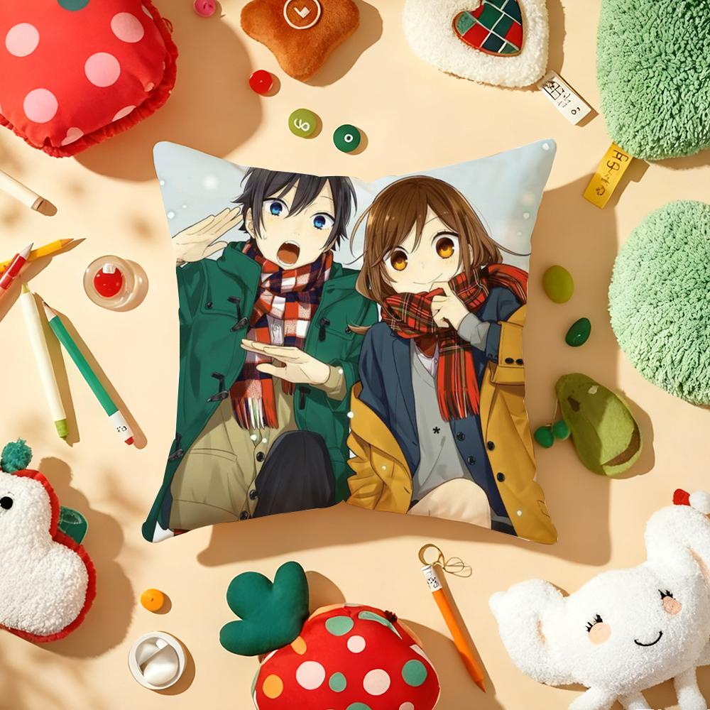 H-Horimiya Anime Cushion Cover Plush Fabric Soft Double-Sided Printed Sofa Warm Winter Home Gift Pillow Cover