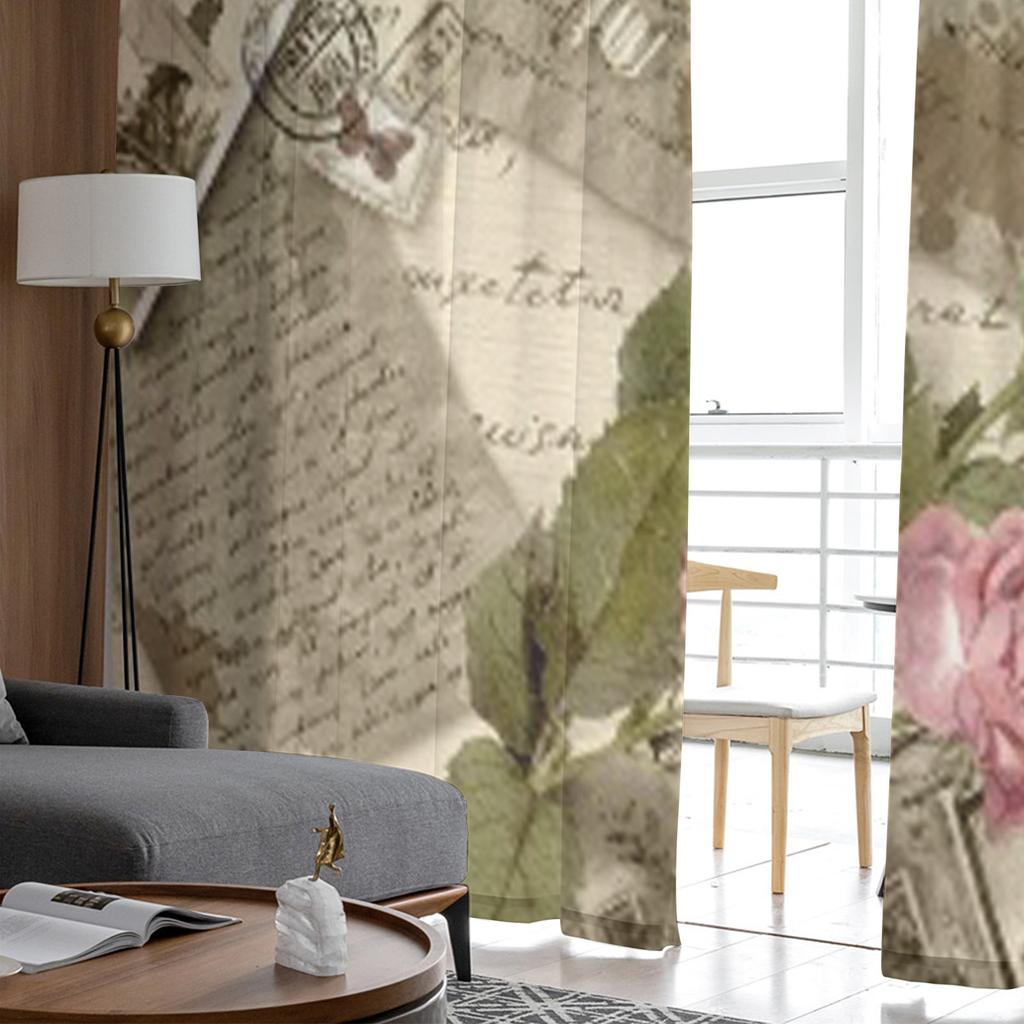 Vintage Alte Papier Gardinen für Wohnzimmer Transparent Tüll Fenster Behandlungen Schlafzimmer Küche Home Decor Schleier Vorhänge