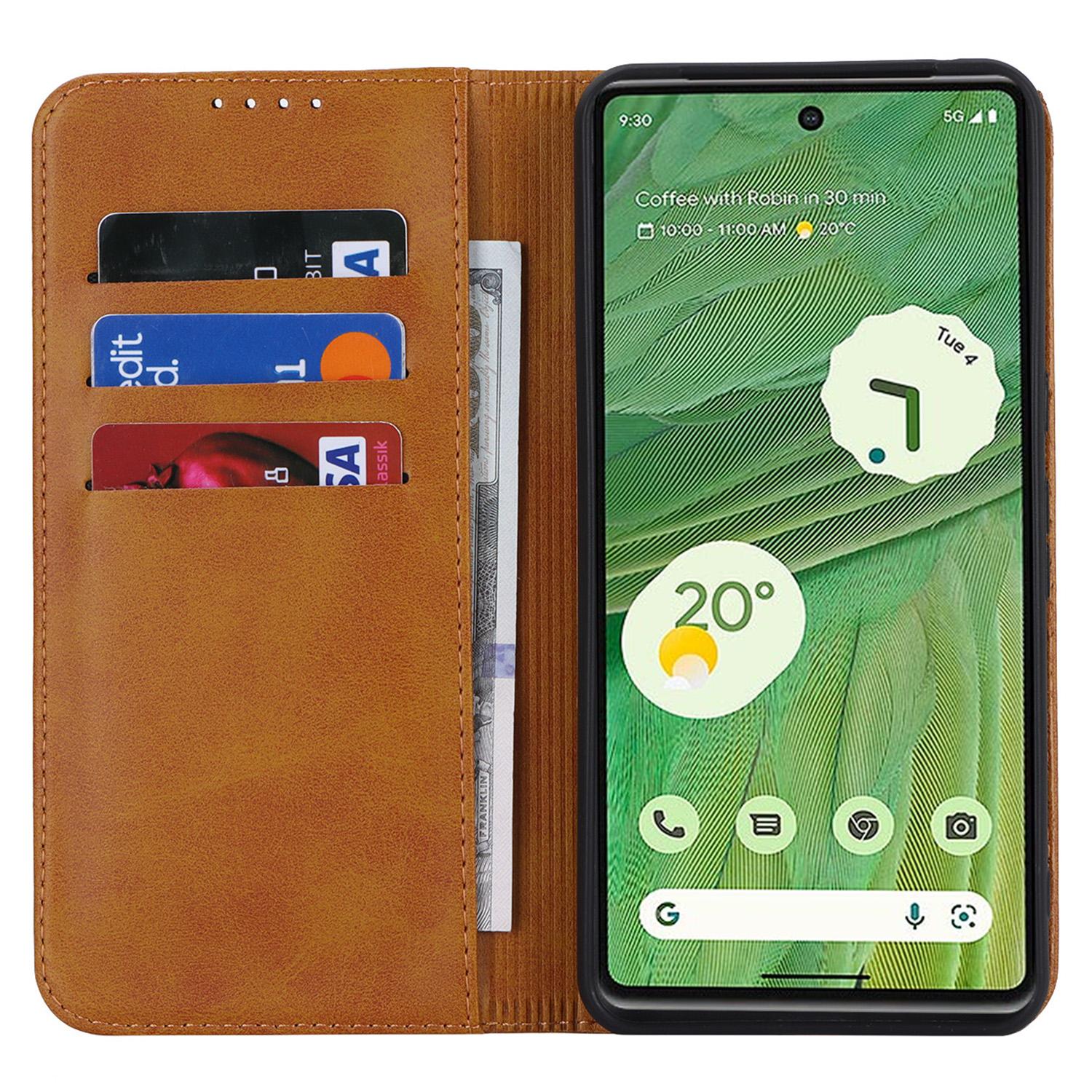 

Calf Texture PU Leather Case for Google Pixel 8 Pro,Anti-drop Stand Wallet Phone Cover Light Brown