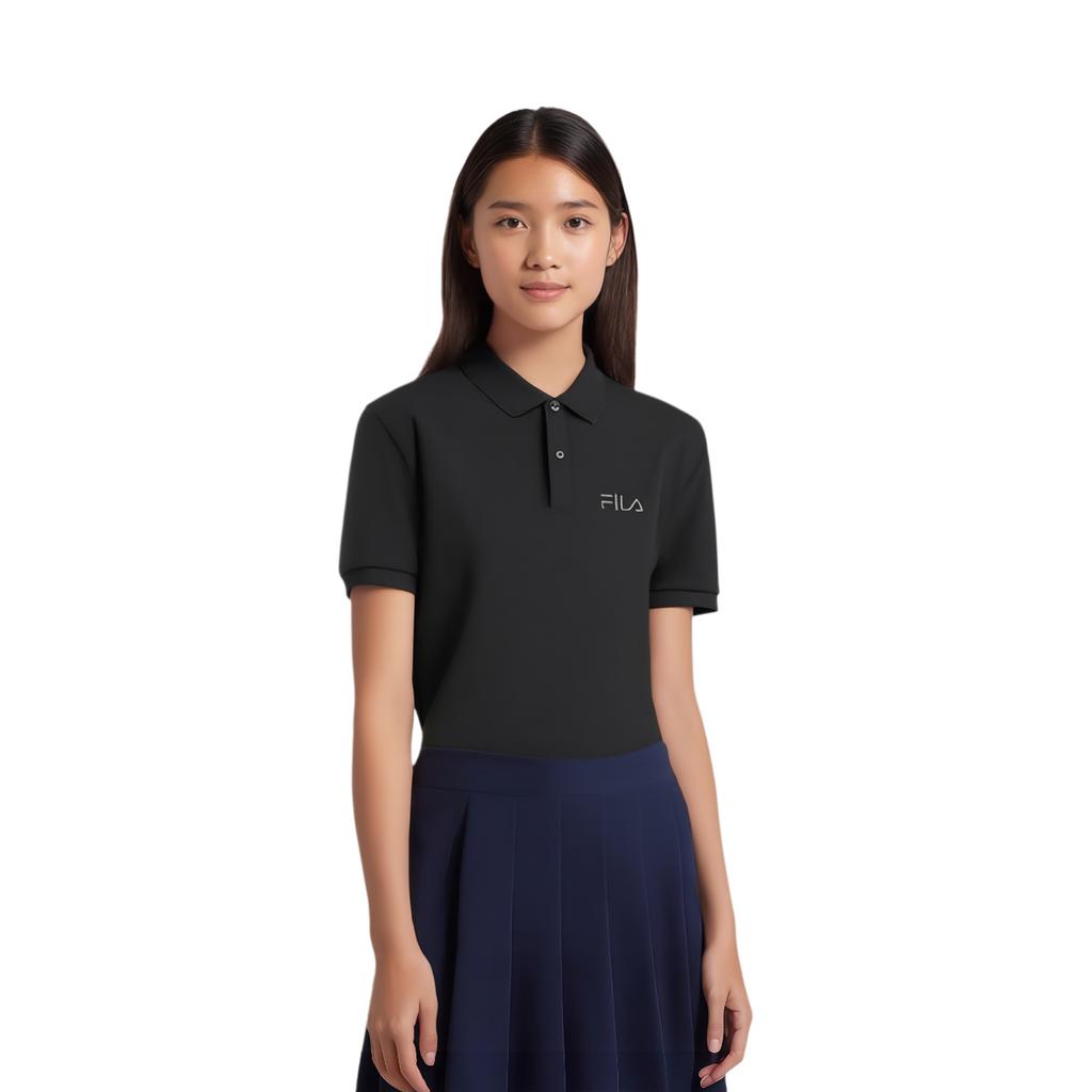 Fila Logo Comfortable Knitted Short Sleeve Polo Shirt Unisex Polo Shirts Black F11U349101F-BK
