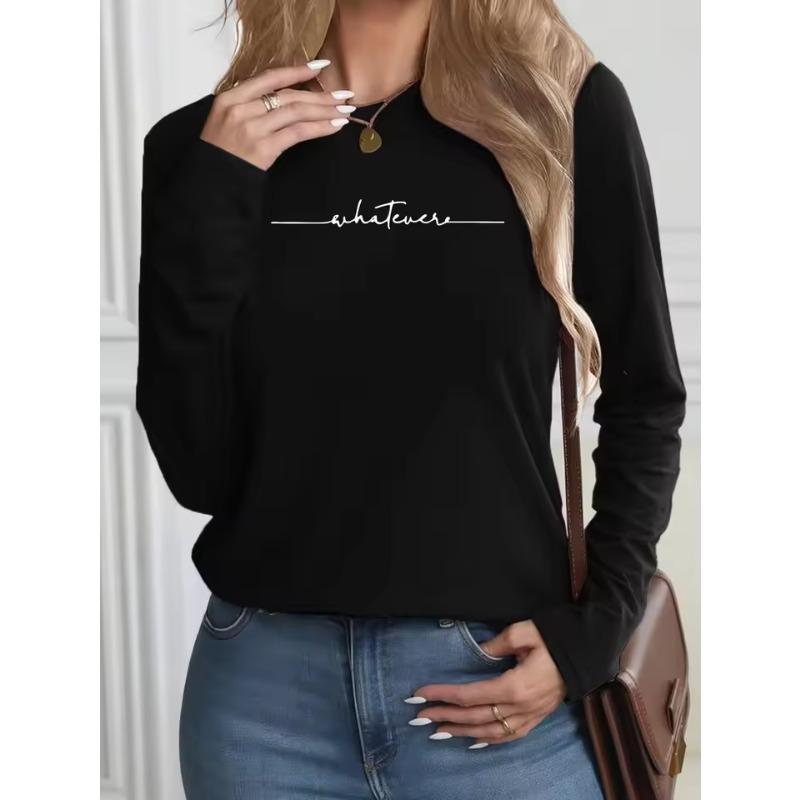 Women's Spring Autumn T-Shirts Fashion Casual Loose 3D Print You Are Enough Printed O Neck Long Sleeve T-shirt Top