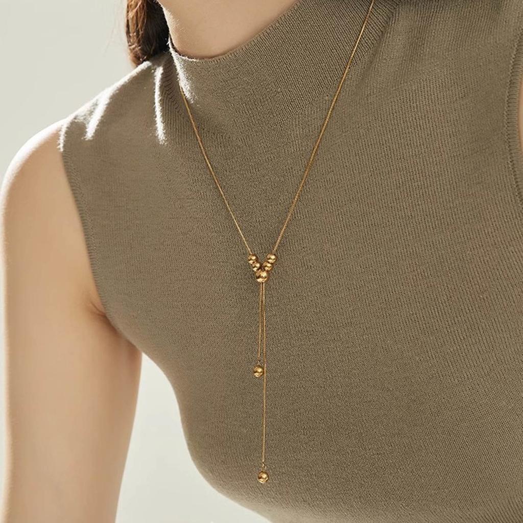 Vnox Sexy Y Necklaces for Women, Long Sweater Chain Pendant Necklaces, Gold Plated Snake Chain Collar