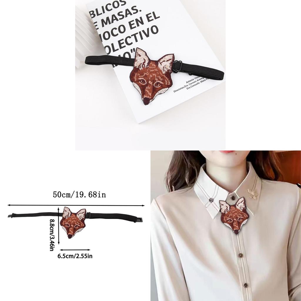 Fashionably Chic Polyester Embroidered Fox Bow Tie For Casual Men Women Gift