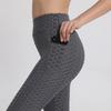 Leggings, Peach-Coloured Workout Trousers, High-Waisted Butt-Lifting Leggings, Pocketed Jacquard Bubble Yoga Trousers