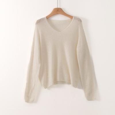 Cloud Comfortable Collar Solid Color Pullover Cashmere Blended Knitted Sweater Women's Autumn Clothing Light and Lazy Top