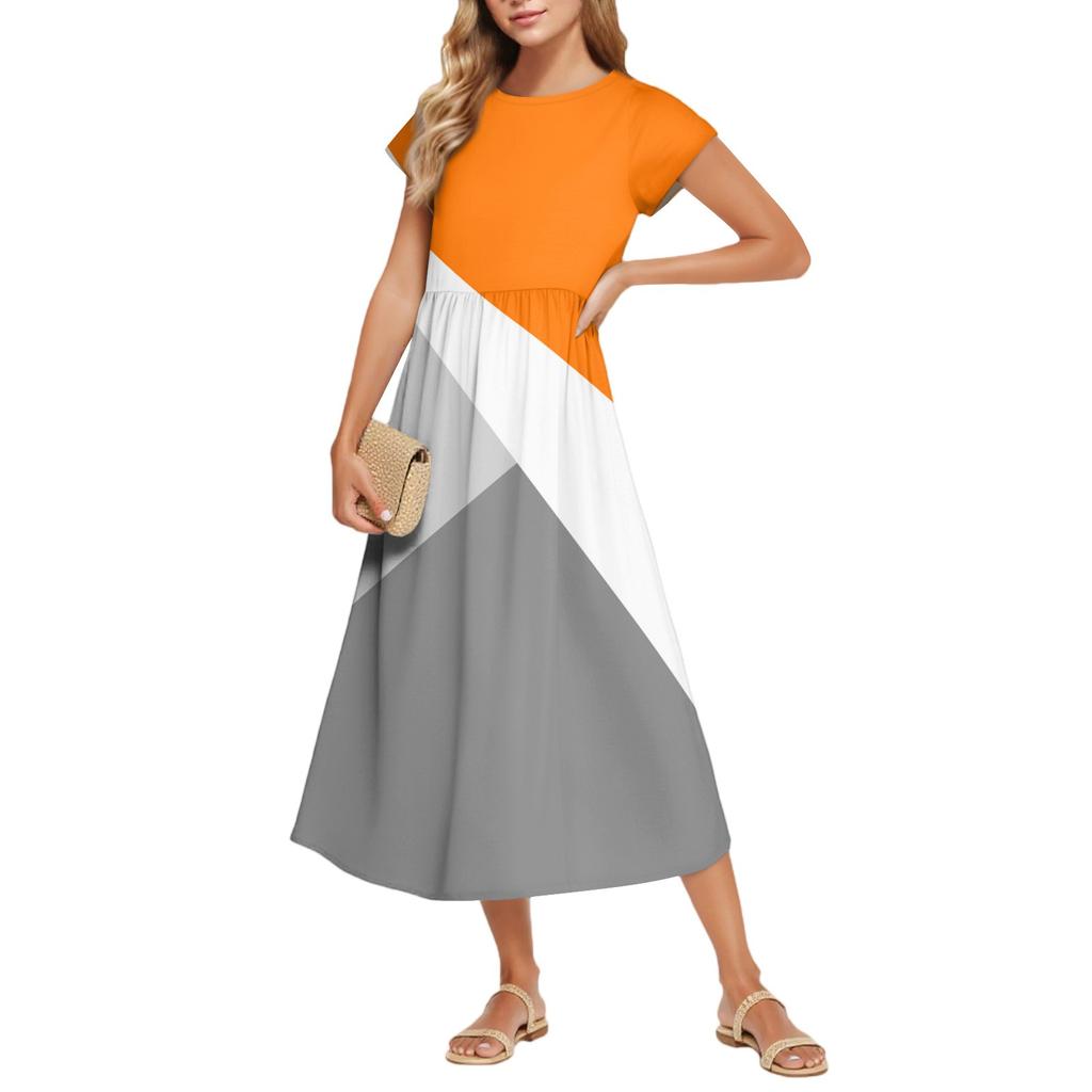 Women's Fashion Temperament Elegant Waisted Floral Casual Dresses