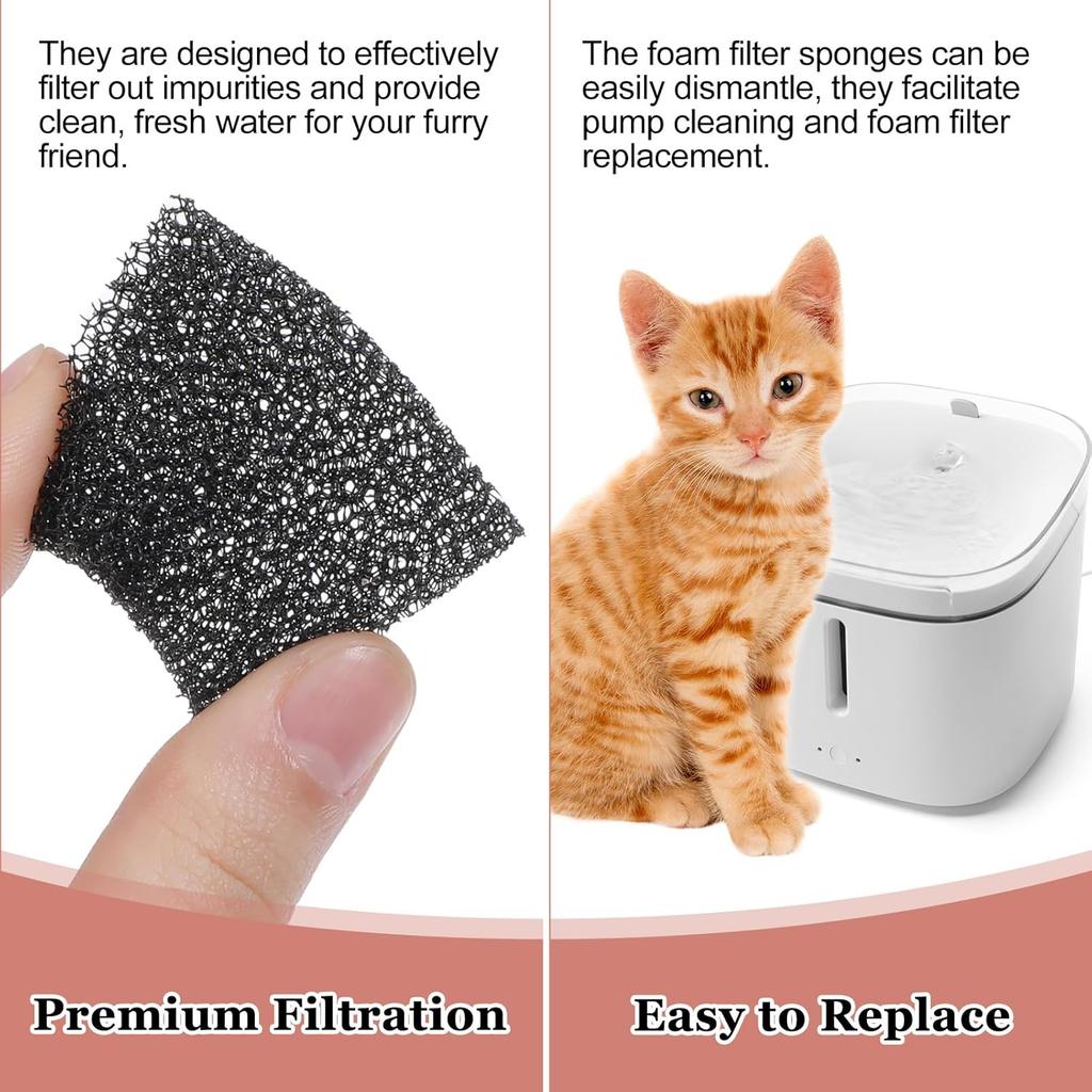 30 PCS Replaced Foam Filters, Pet Fountain Replacement Filters Cat Water Fountain Filters Foam Filters for Eversweet 3 Pro/Solo 2/Solo SE Compatible