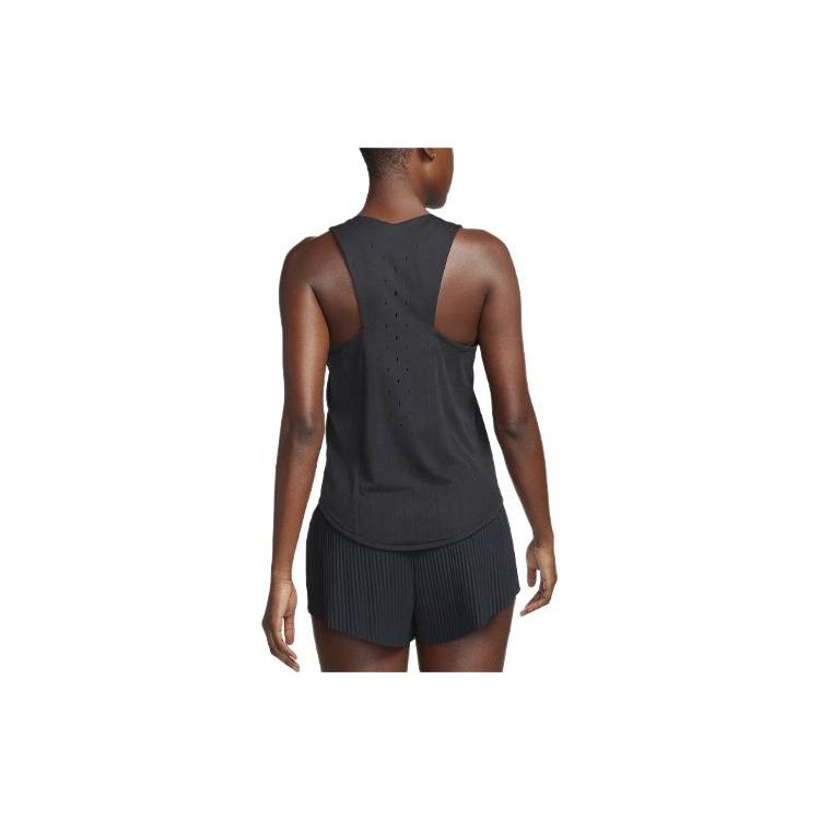 Nike Solid Color Logo Round Neck Running Vest Women tops Black FN2504-010