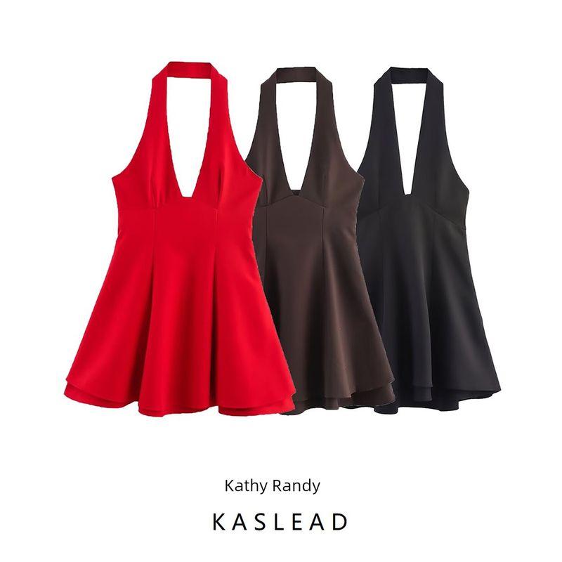 Kaslead New Women Clothes Western Style Fashion Double Layer Neck Collar Dress 3152269