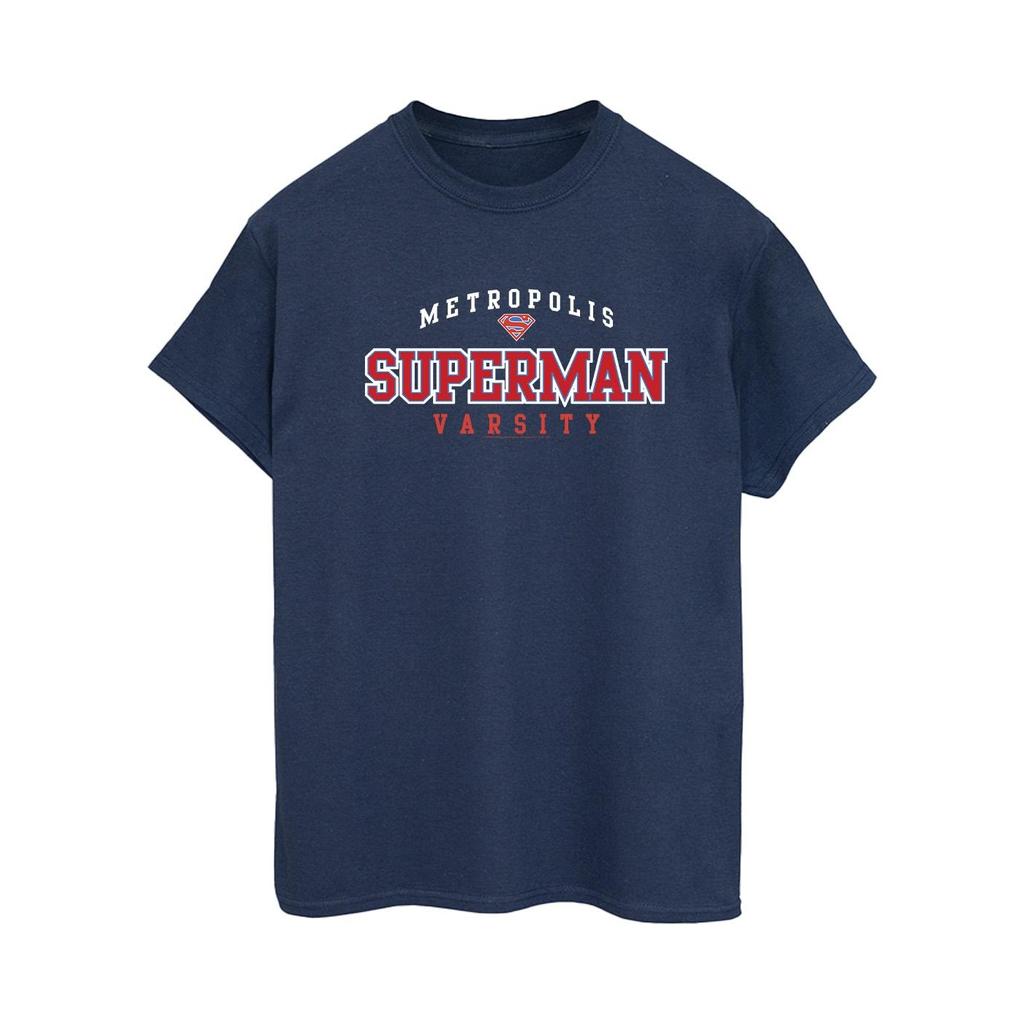 DC Comics Womens/Ladies Superman Metropolis Varsity Cotton Boyfriend T-Shirt