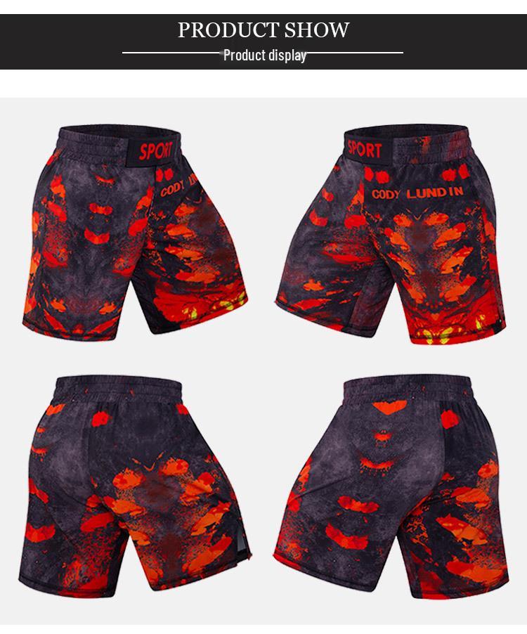 Men's Digital Print Fight Training Shorts for Gym, Jiu-Jitsu, and Sanda