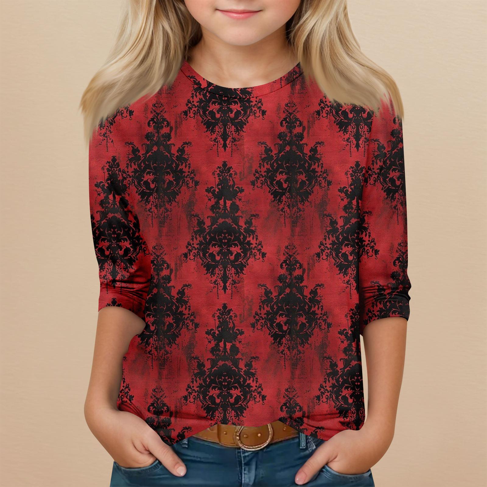 

Children s 3/4 Sleeve Round Neck Top Halloween Printed Everyday Casual Top 110