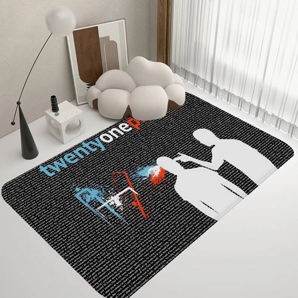 Popular T-Twenty One Pilot Band Floor Mat INS Style Soft Bedroom Floor House Laundry Room Mat Anti-skid Household Carpets