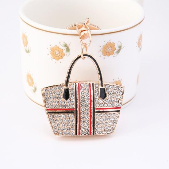 Tote Charm Keychain Rhinestone Enamel Tote Bag Charm with Key Ring Sparkly Handbag Keychain Purse Charm Gift for Women Girls Friends