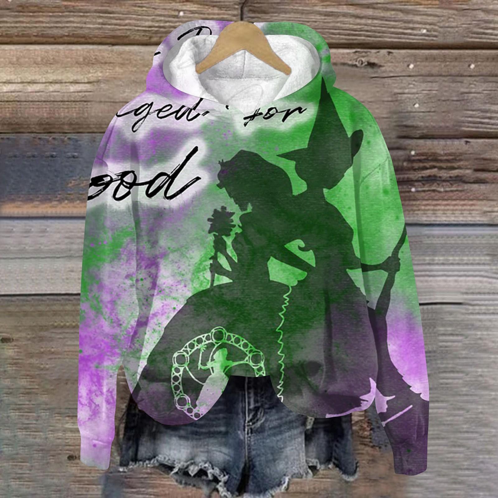 

Женская мода Bad Witch Print Hooded Pullover Sweatshirt XL