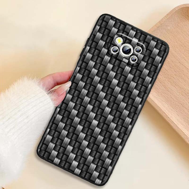 Black carved woven texture Phone Case For Xiaomi Mi Poco F3 F4 F5 F6 X3 X4 X5 X6 X7 M3 M4 M5 M6 M7 GT Pro 5G Black