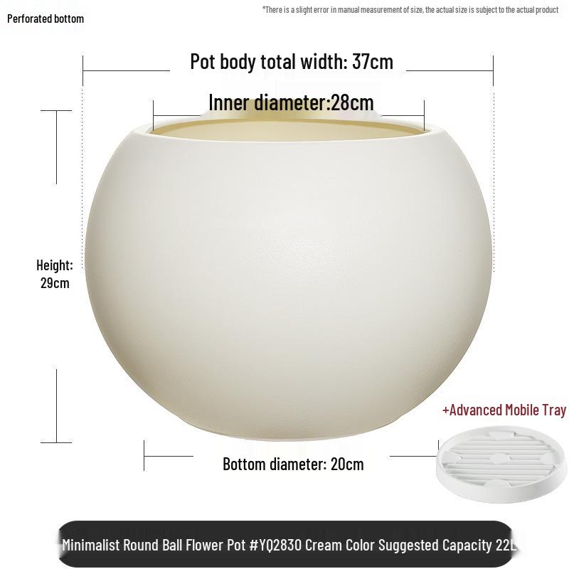 Black King Kong Resin Flower Pot - Large Cream-Style, Round for Living Room