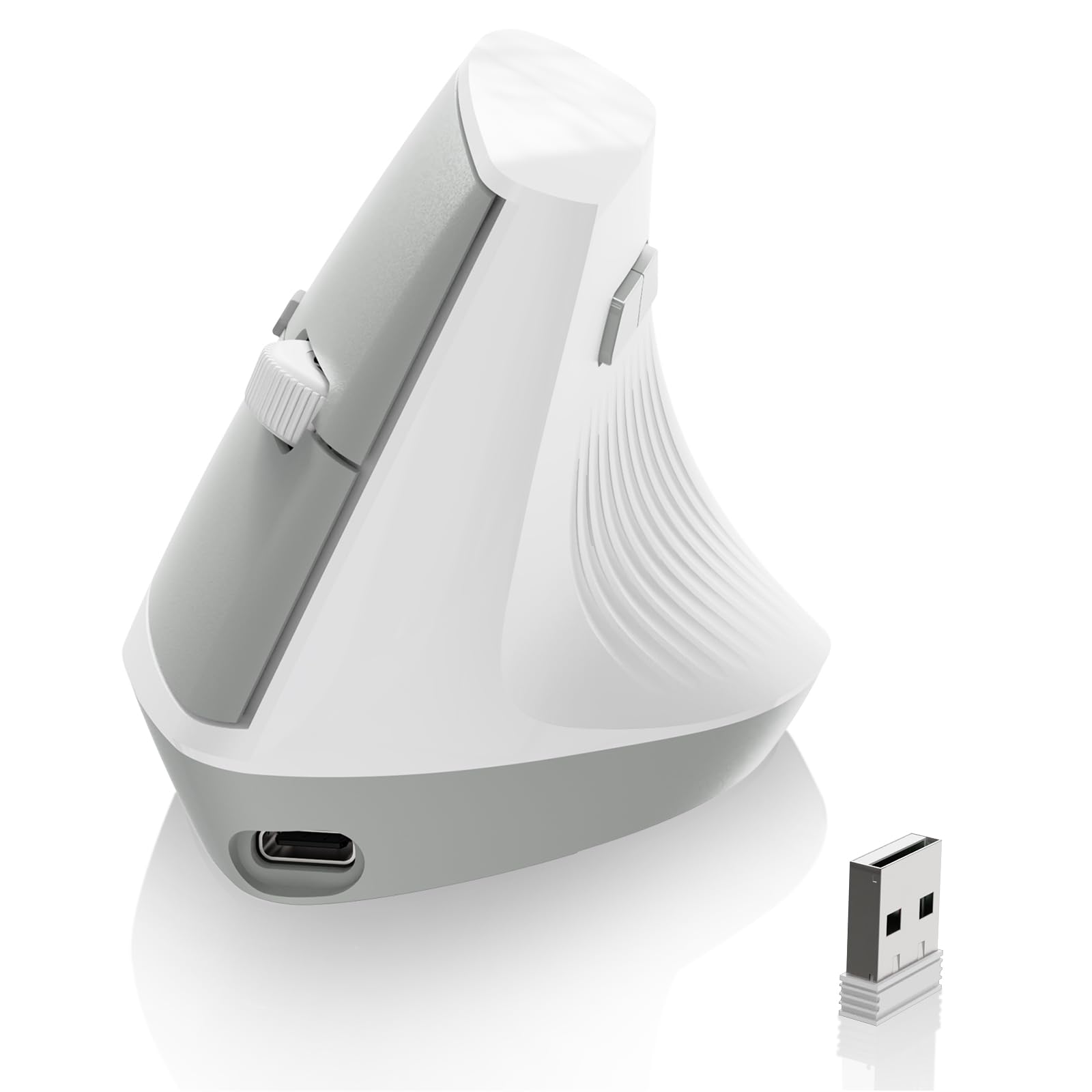 

I300 Wireless Dual Switches Between Multiple Ergonomic Vertical Reduces Wrist Quiet DPI Lightweight 400mAh Long Battery Compatible with Office Windows білий