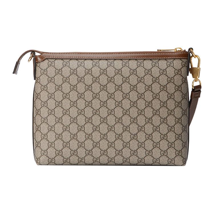 Gucci GG Supreme Canvas Leather Pouch Clutch With Gold Hardware For Unisex Daily Use