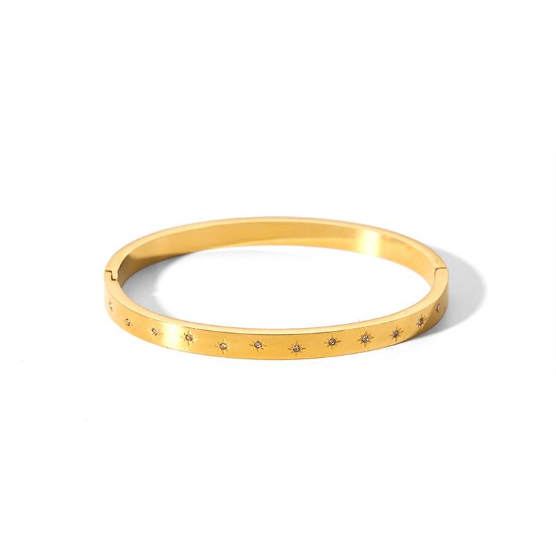 

New Waterproof Cubic Zirconia Bangles Stainless Steel Bracelets Tarnish Free Jewelry for Women Factory Wholesales 58-60mm