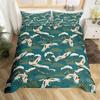 Japanese Ukiyoe Bedding Set White Fox Blossoms Floral Duvet Cover Polyester Galaxy Exotic Animal Comforter Cover Twin Queen Size