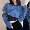 Primavera e autunno nuovi top in due pezzi tie-dye maniche ritagliate da donna magliette corte streetwear camicie casual stile cool