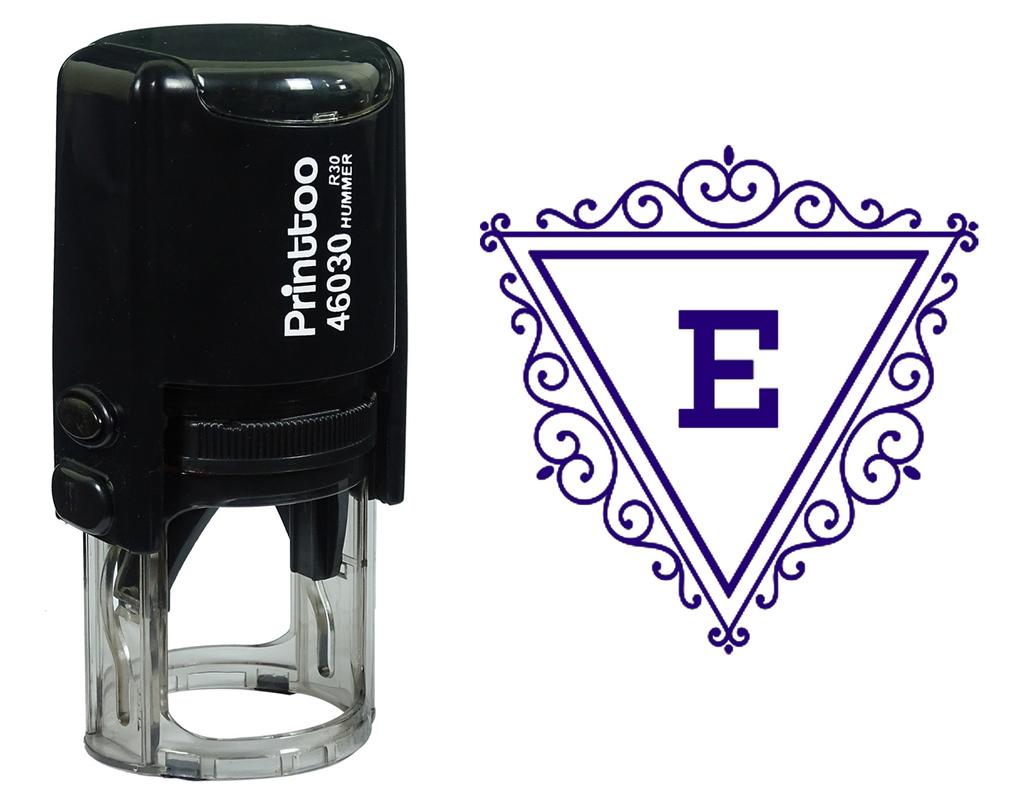 Printtoo E Alphabet Swirl Border Triangle Monogram Initial Self Inking Rubber Stamp Office