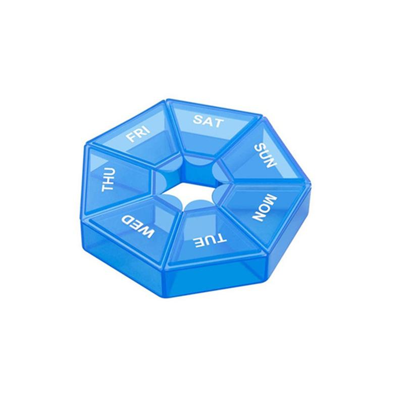 Tragbare 7-Tage-Achteckige Pillendose mit beschrifteten Fächern