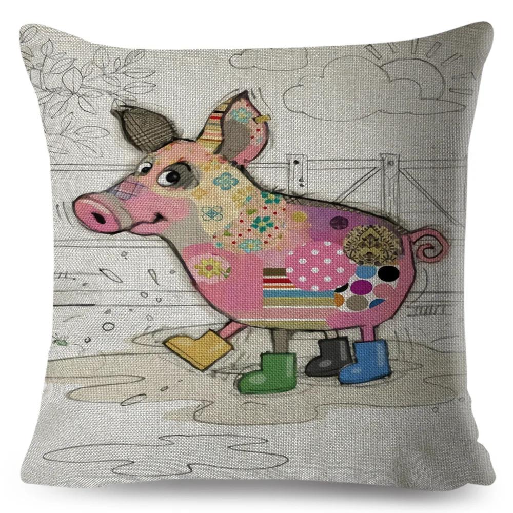 Nordic Style Cartoon Monkey Dog Cat Rabbit Cushion Cover Decor Children Drawing Animal Pillow Case for Sofa Home Car Pillowcase