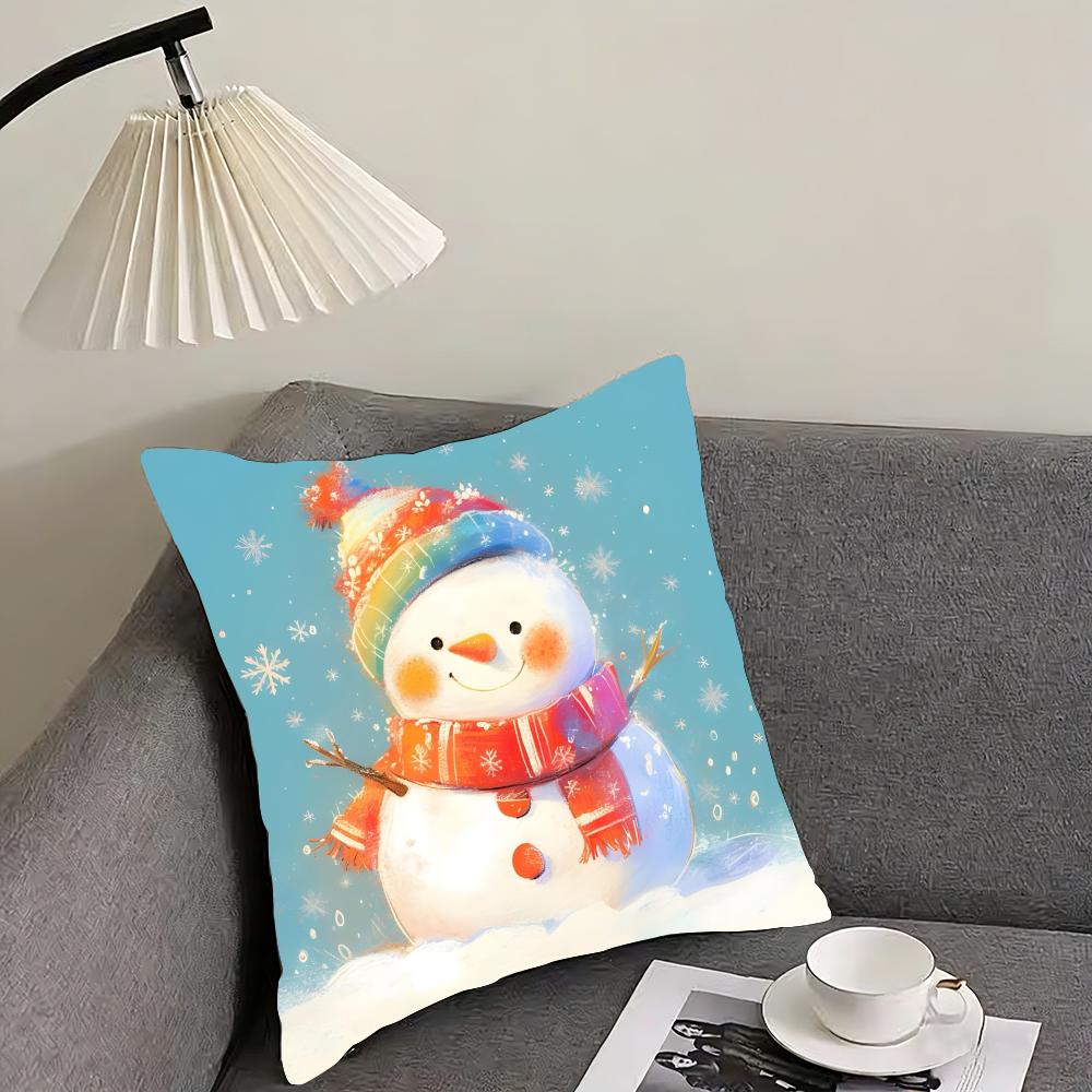 Snowman Cute Cushion Cover Pillowcase Ultra Soft Skin Friendly Fabric Cloud Like Comfort  Concealed Zipper