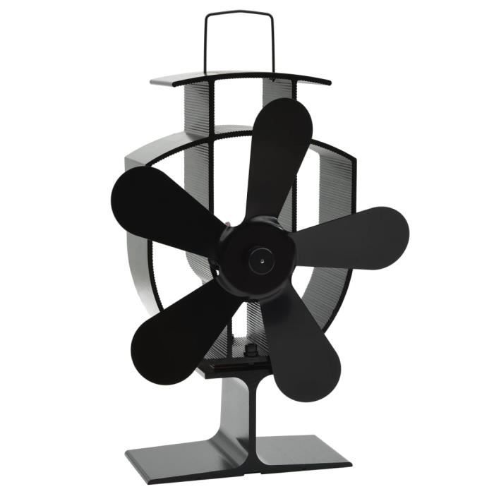 Ventilateur de poêle - vidaXL - 51238 - 5 pales - Aluminium anodisé - Noir