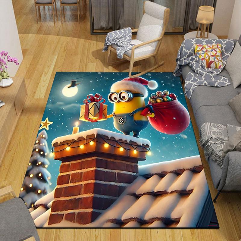 1Pc Minions Christmas Celebration Rug Office Carpet Indoor Outdoor Doormat Nonslip Soft And Comfortable Living Room Christmas Halloween Gift D91854